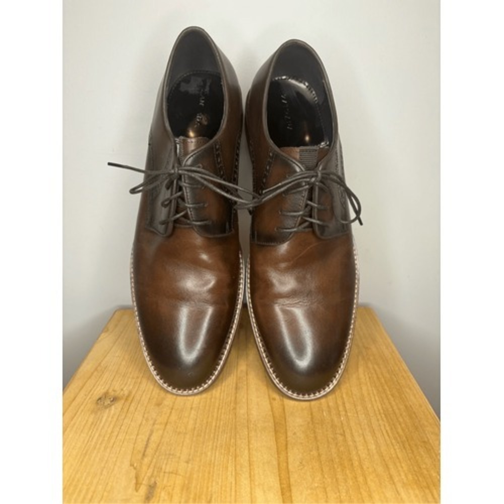 Zanzara Men's Patrice Lace Up Leather Almond Toe Oxford Shoes in Cognac Size 12 - Picture 3 of 7